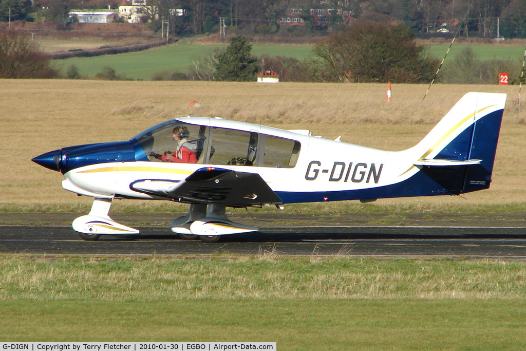 G-DIGN, 2008 Robin DR-400-180 Regent Regent C/N 2651, Part of a busy aviation scene at Wolverhampton (Halfpenny Green) Airport on a crisp winters day