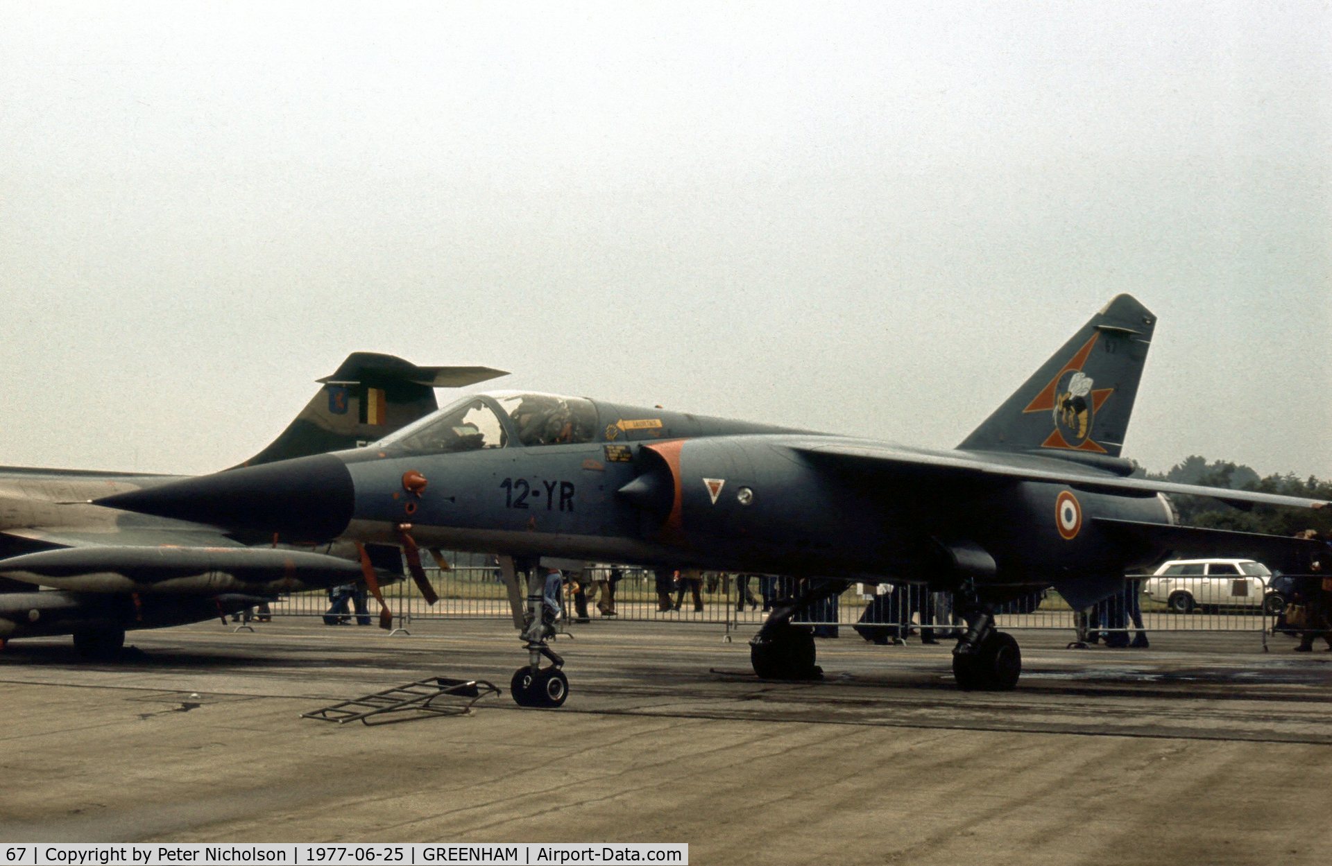 67, Dassault Mirage F.1C C/N 67, Another view of the EC.12 Mirage F.1C in the static park at the 1977 Intnl Air Tattoo at RAF Greenham Common.