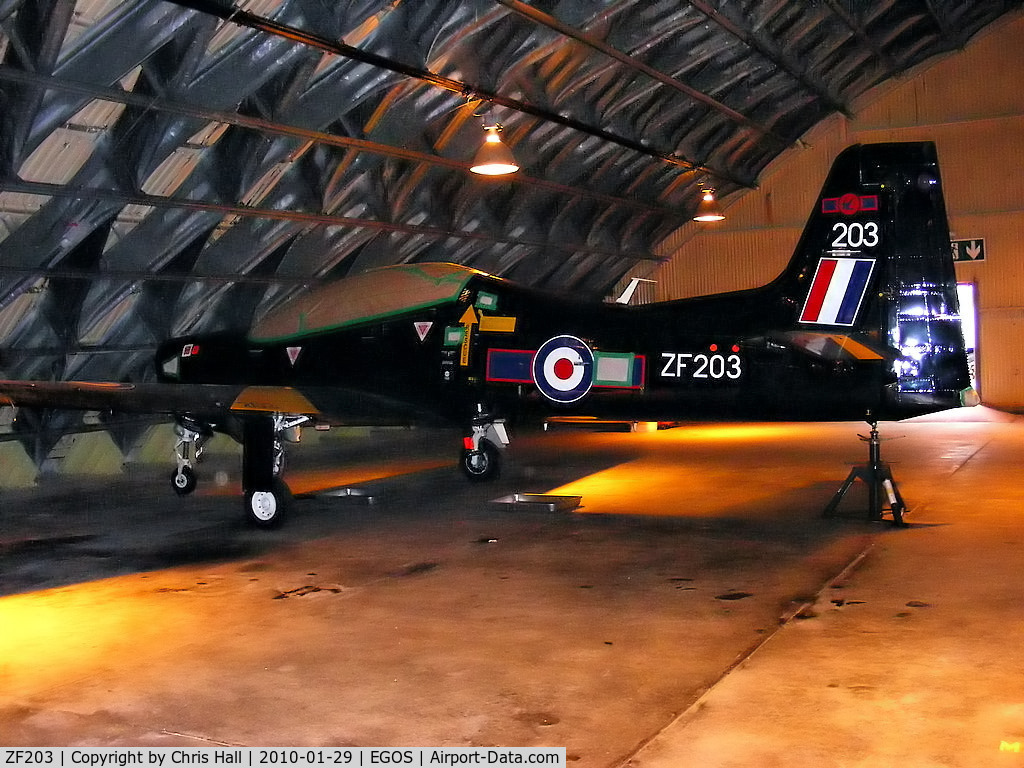 ZF203, 1989 Short S-312 Tucano T1 C/N S028/T28, in storage at RAF Shawbury