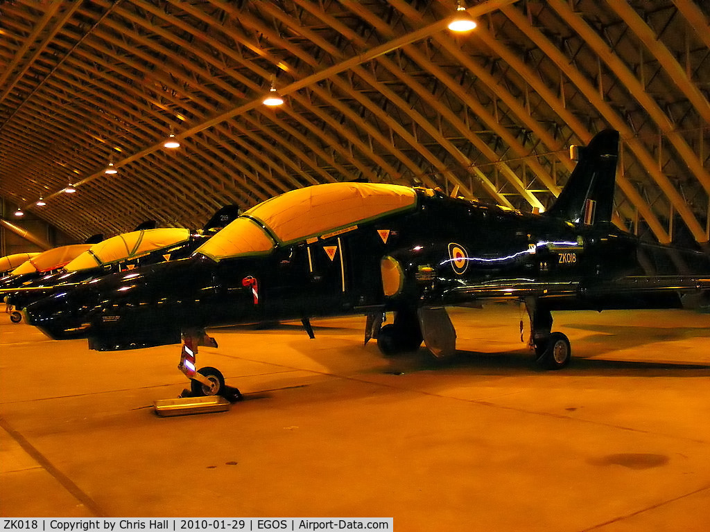 ZK018, 2008 British Aerospace Hawk T2 C/N RT009/1247, in storage at RAF Shawbury