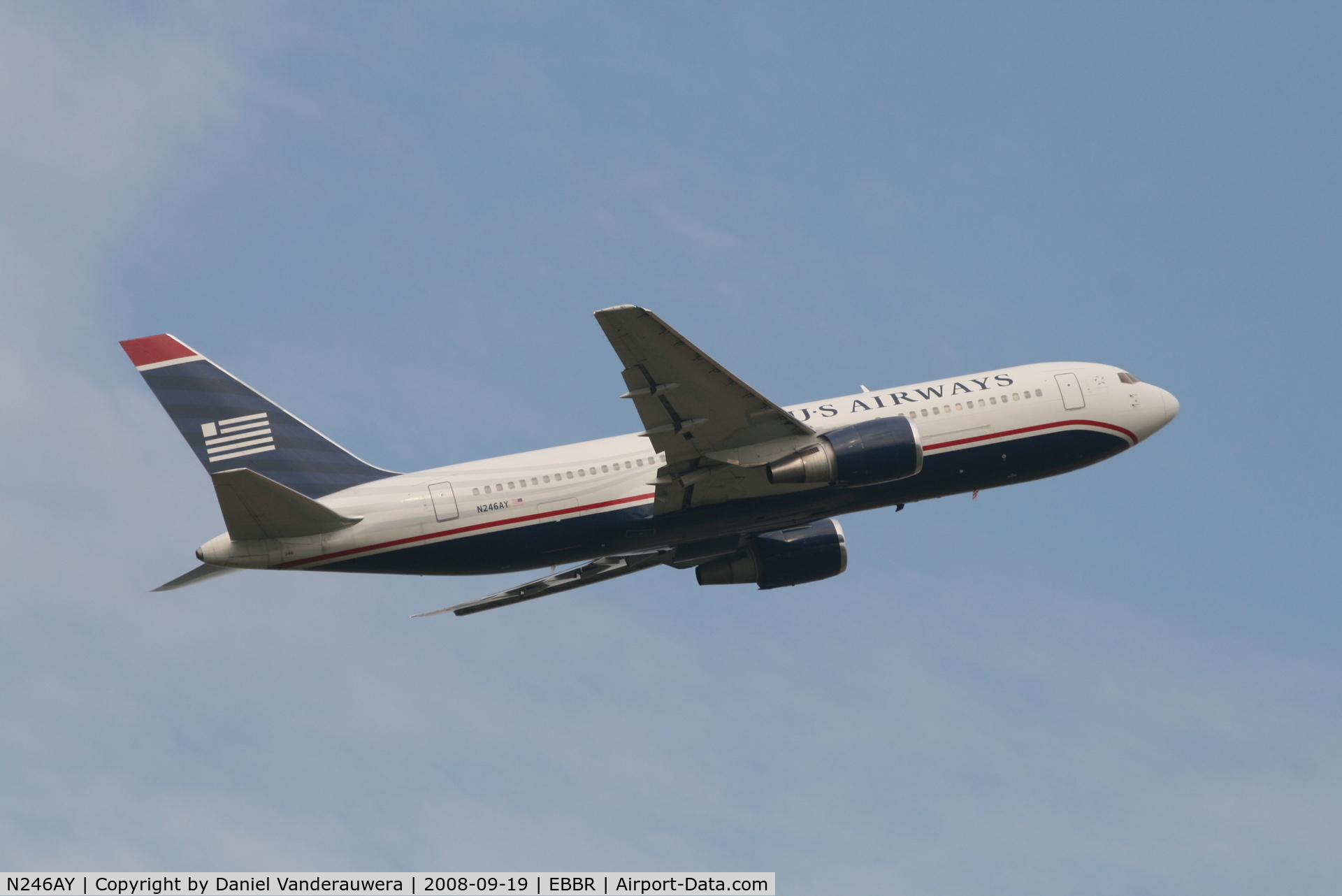 N246AY, 1987 Boeing 767-201ER C/N 23898, Flight US751 is taking off from RWY 07R