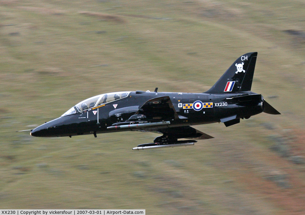 XX230, 1978 Hawker Siddeley Hawk T.1A C/N 066/312066, Royal Air Force. Operated by 100 Squadron, coded 'CH'. Dunmail Raise, Cumbria.
