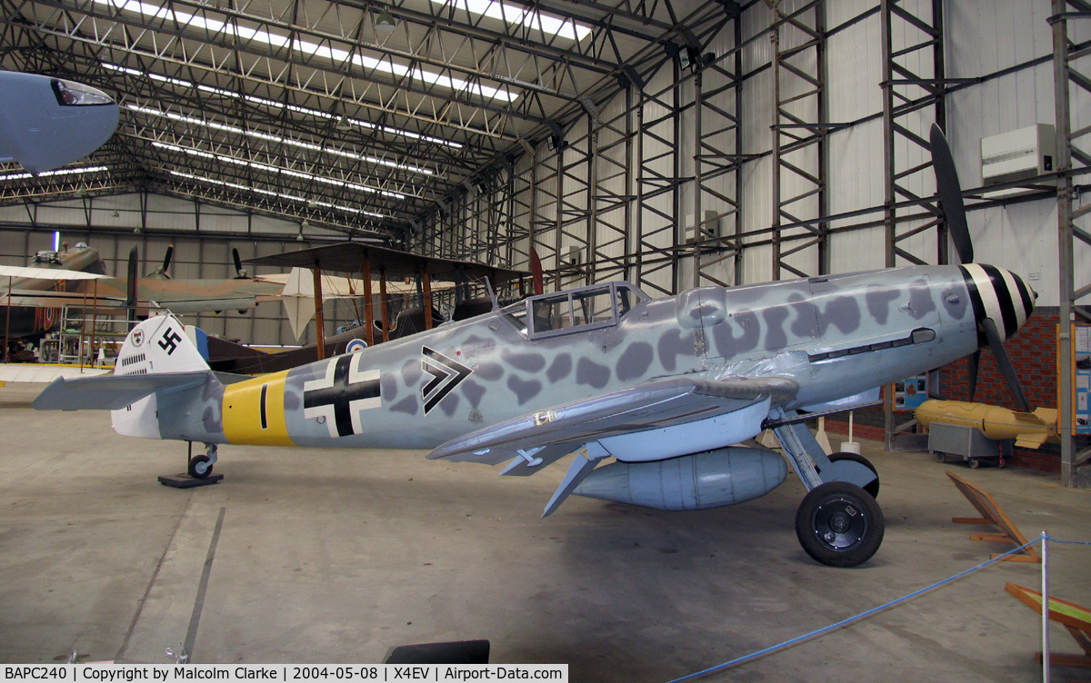 BAPC240, Messerschmitt Bf-109G-6/R-6 Replica C/N BAPC.240, Messerschmitt Bf-109G-6/R-6 (replica) at The Yorkshire Air Museum Elvington in 2004.