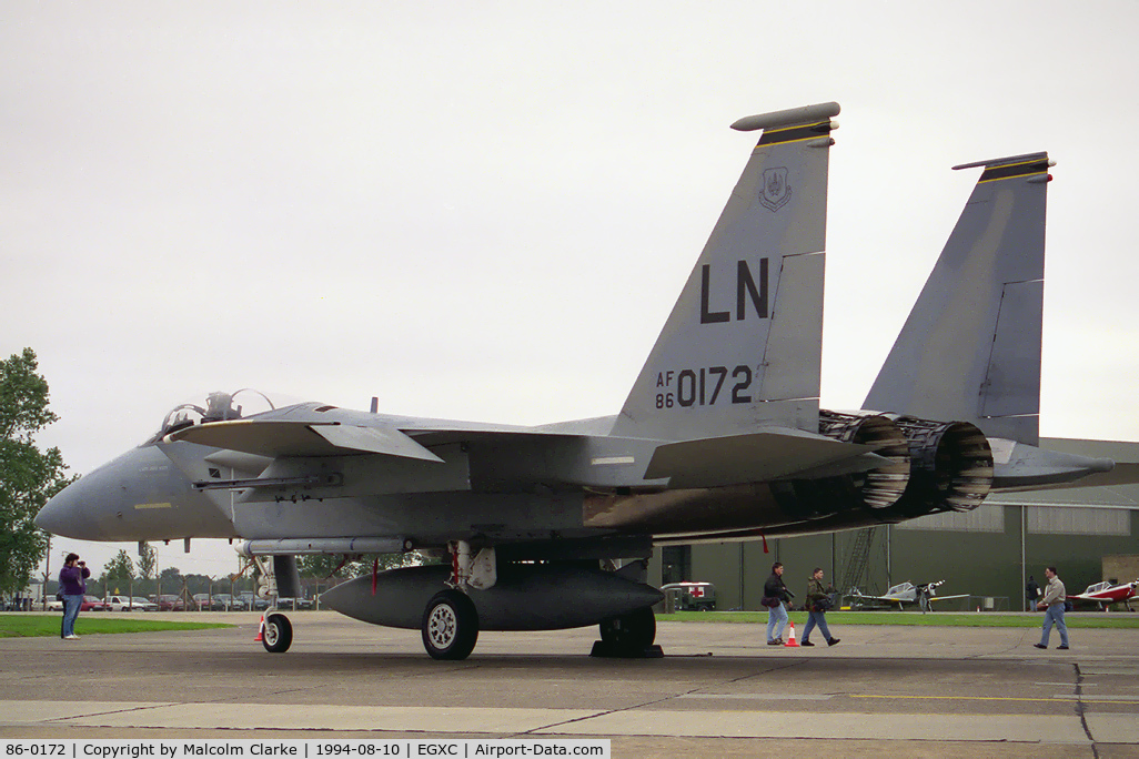 86-0172, 1986 McDonnell Douglas F-15C Eagle C/N 1021/C400, McDonnell Douglas F-15C Eagle at RAF Conningsby in 1994.