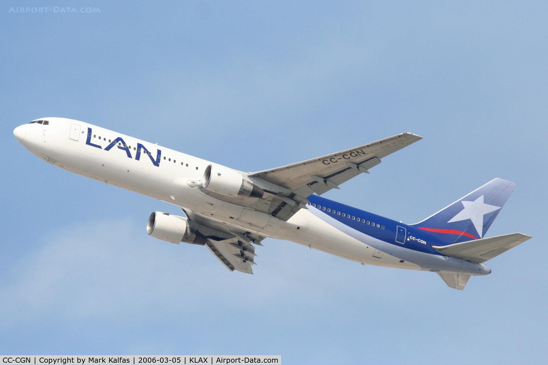 CC-CGN, 1992 Boeing 767-383/ER C/N 26544, LAN Airlines Boeing 767-383/ER (cn 26544/412), 25R departure KLAX.