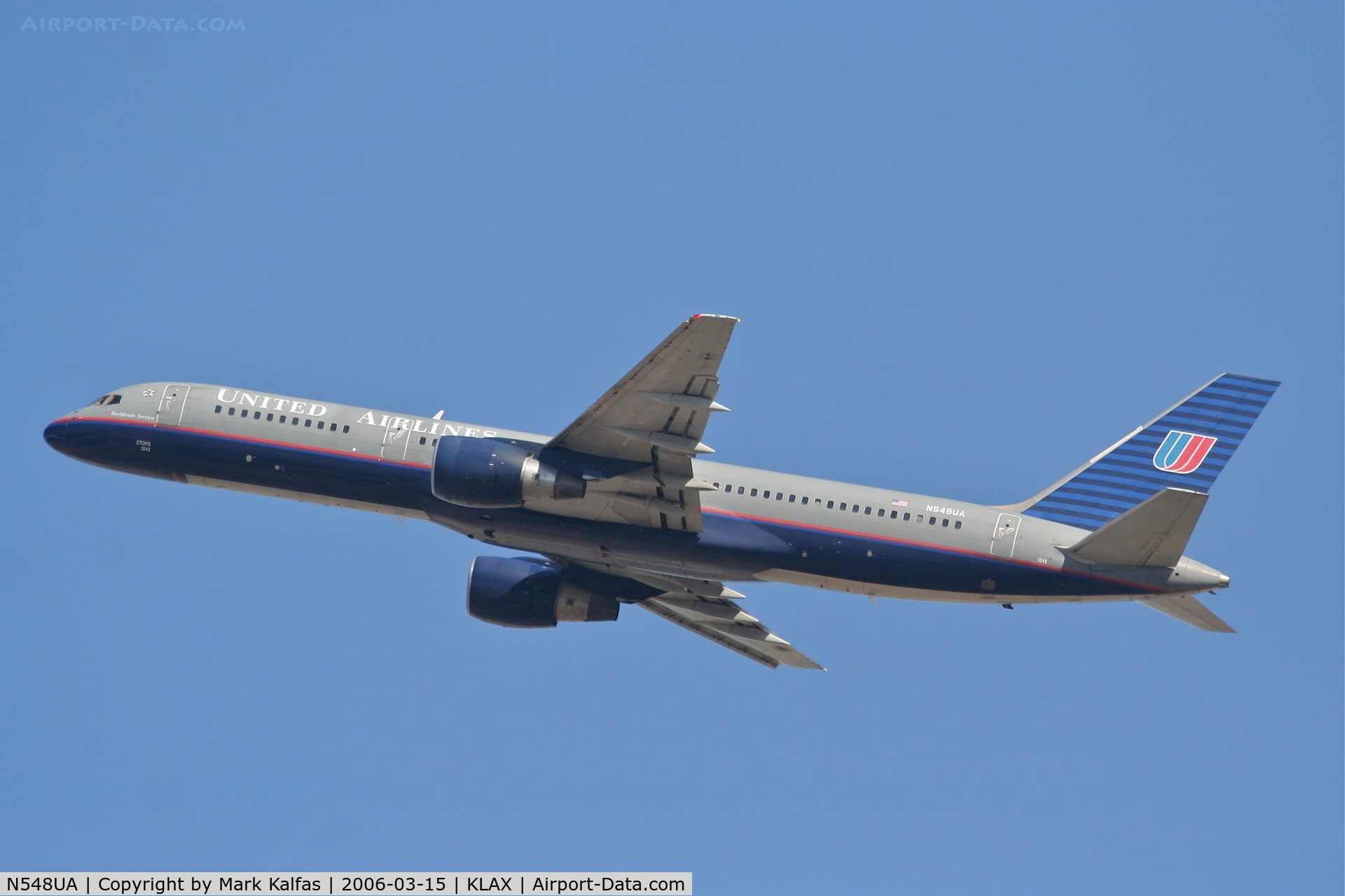 N548UA, 1992 Boeing 757-222 C/N 25396, United Airlines Boeing 757-222 , N548UA 25R departure KLAX.