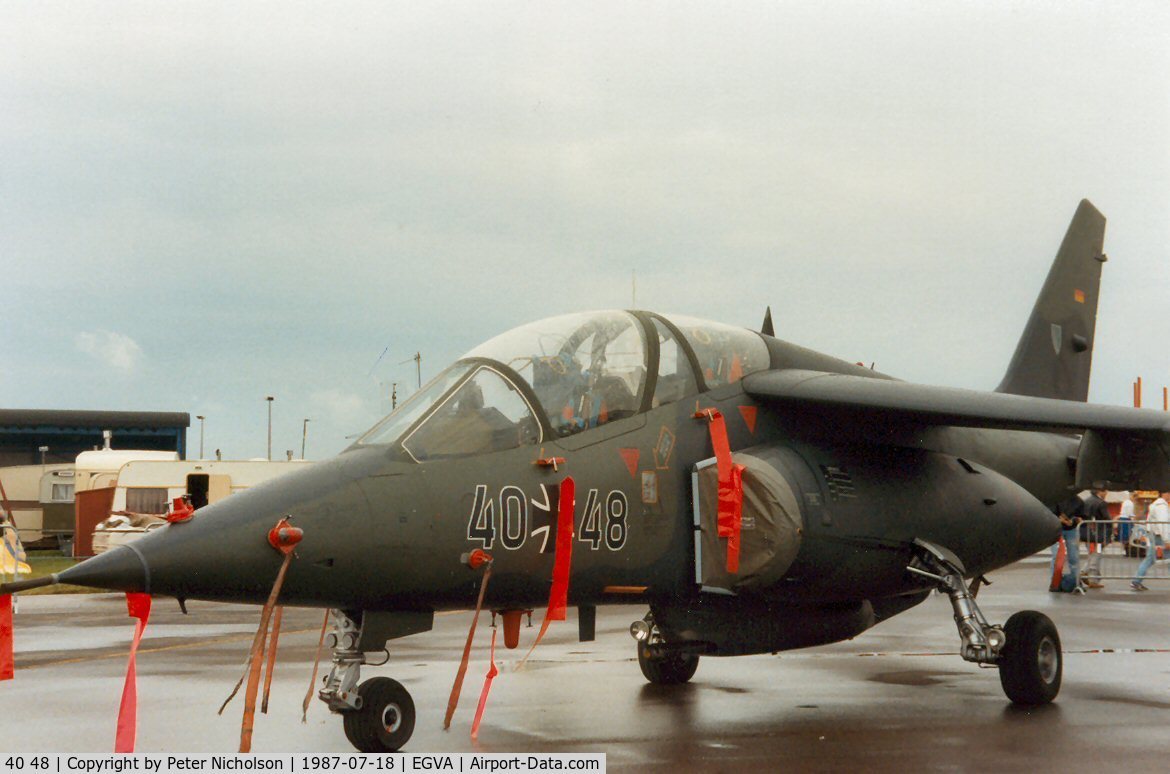 40 48, Dassault-Dornier Alpha Jet A C/N 0048, Alpha Jet, callsign Mission 1689, of JBG-43 n display at the 1987 Intnl Air Tattoo at RAF Fairford.
