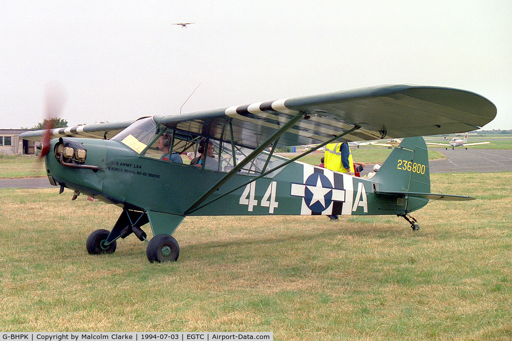 G-BHPK, 1943 Piper L-4H Grasshopper (J3C-65D) C/N 12161, Piper L-4J Grasshopper (J3C-65D) at the 1994 PFA Rally, Cranfield in 1994.