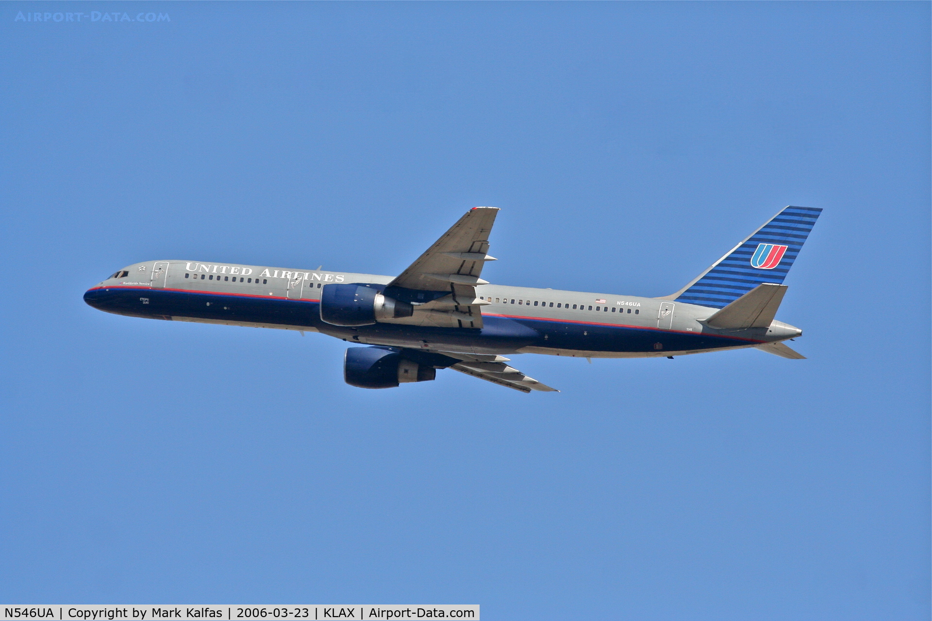 N546UA, 1991 Boeing 757-222 C/N 25367, United Airline Boeing 757-200, N546UA, 25R departure KLAX.
