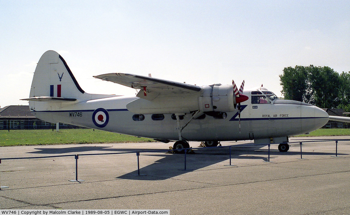 WV746, Hunting Percival P-66 Pembroke C1 C/N PAC/66/53, Percival P-66 Pembroke C1 at The Aerospace Museum, RAF Cosford in 1989.