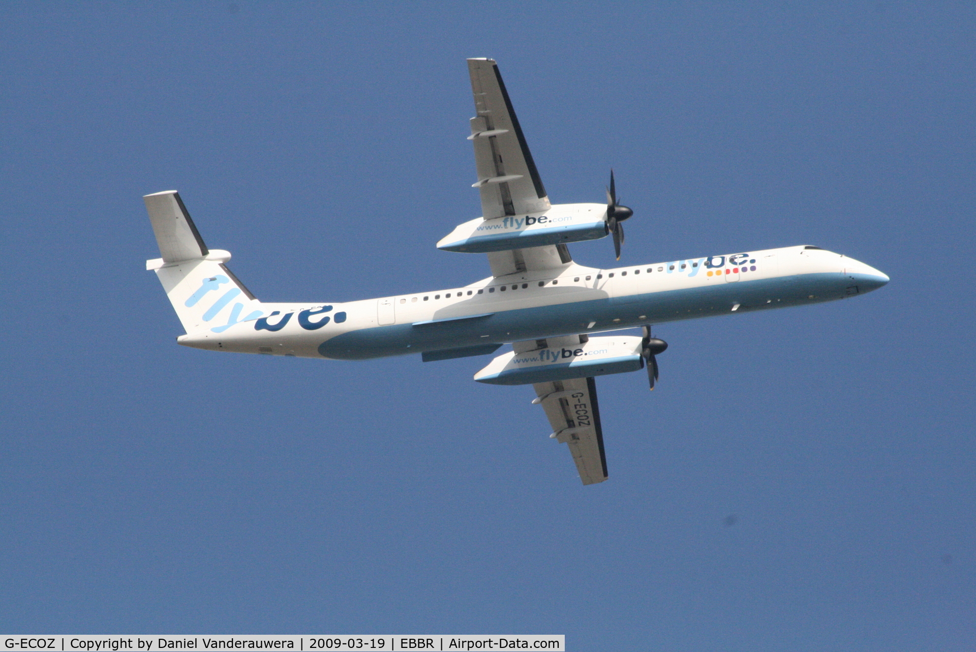 G-ECOZ, 2001 De Havilland Canada DHC-8-402Q Dash 8 C/N 4034, Flight BE7182 is taking off from RWY 07R