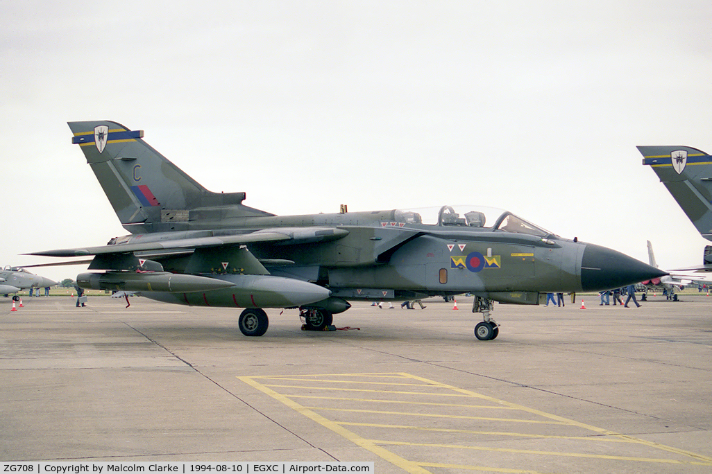 ZG708, 1989 Panavia Tornado GR.1A C/N 815/BT175/3391, Panavia Tornado GR1A from RAF No 13 Sqn, Marham at RAF Coningsby's Photocall 94. Written off at Glen Ogle, September 1 1994.