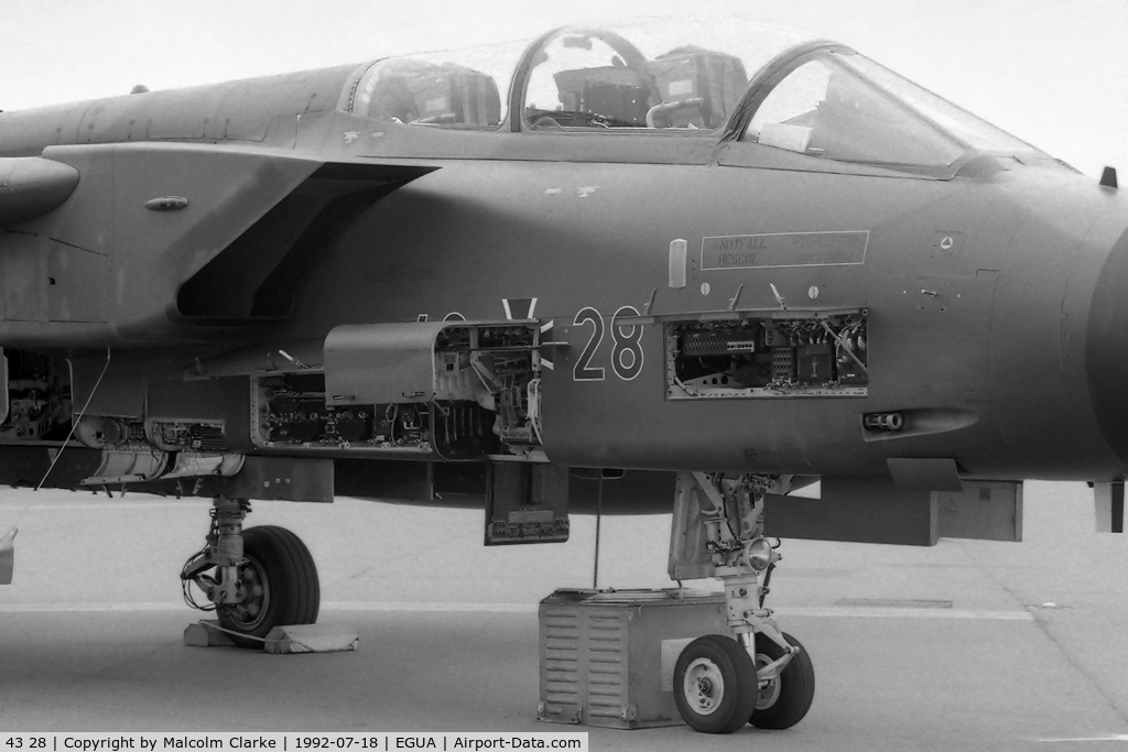 43 28, Panavia Tornado ECR C/N 072/GS011/4028, Panavia Tornado ECR at RAF Heyford's Air Pageant in 1992.