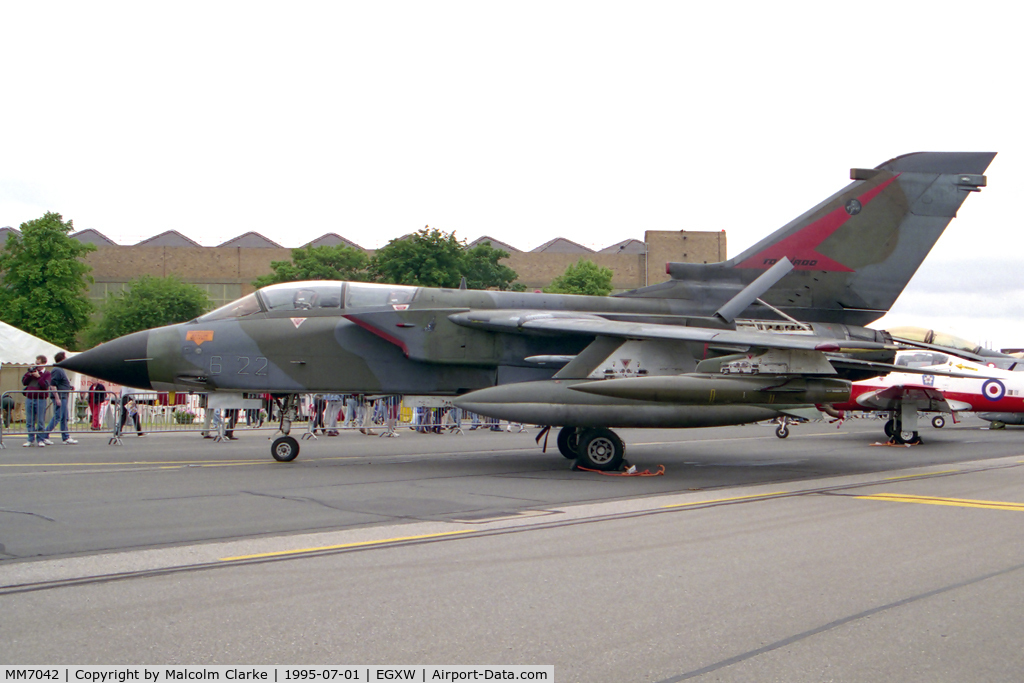 MM7042, Panavia Tornado IDS C/N 363/IS041/5051, Panavia Tornado IDS. From 6º Stormo, Ghedi at RAF Waddington's Air Show in 1995.