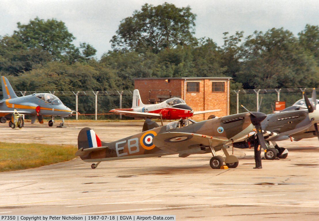 P7350, 1940 Supermarine 329 Spitfire IIa C/N CBAF.14, Spitfire IIA of the Battle of Britain Memorial Flight on the flight-line at the 1987 Intnl Air Tattoo at RAF Fairford.