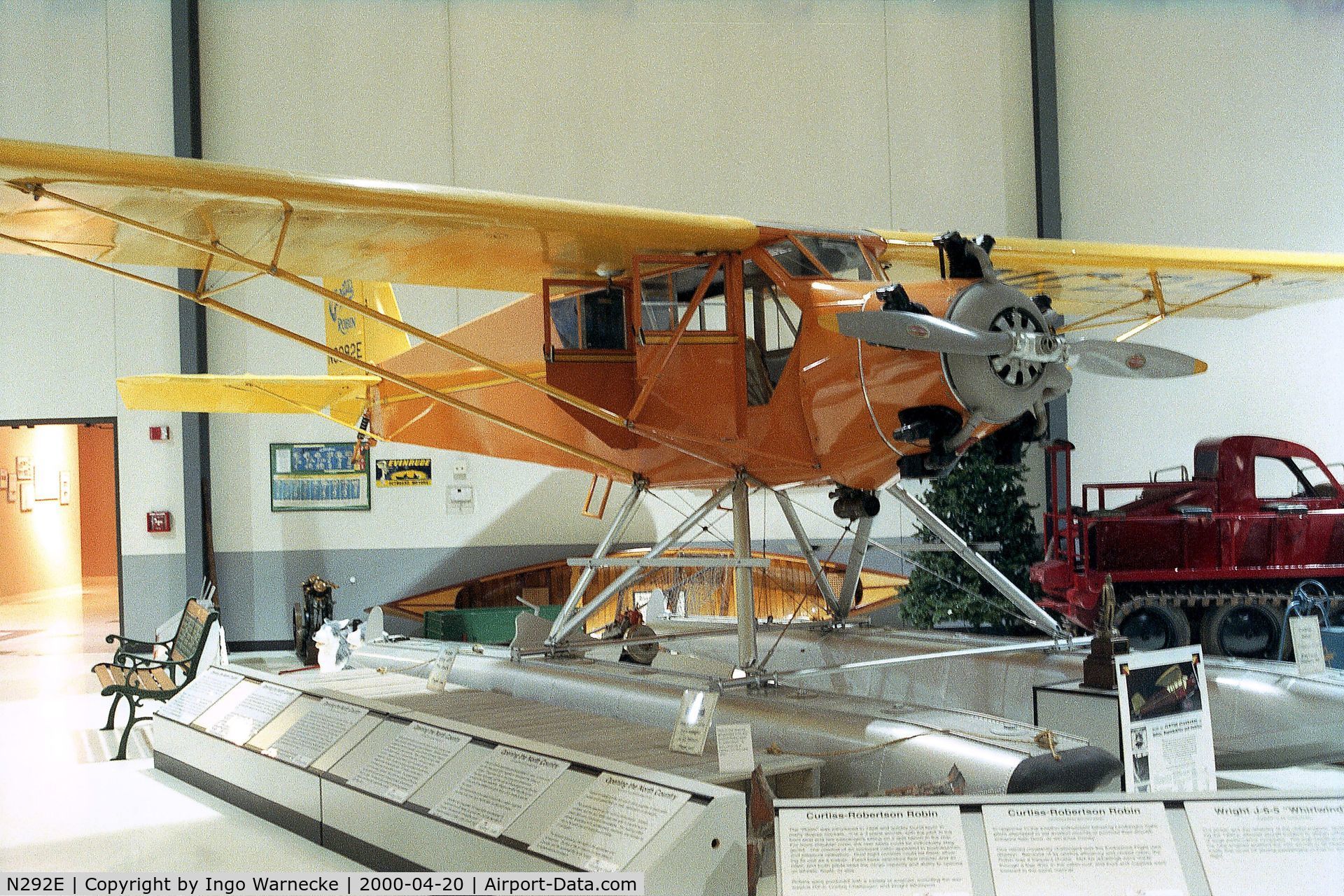 N292E, 1929 Curtiss-Wright Robin J-1 C/N 130, Curtiss-Wright Robin J-1 on floats at the Heritage Halls, Owatonna MN