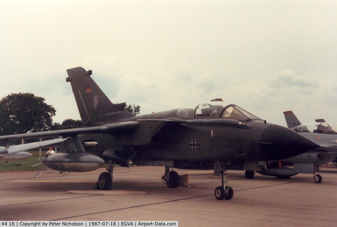 44 16, Panavia Tornado IDS C/N 296/GS079/4116, Tornado IDS of JBG-31 on display at the 1987 Intnl Air Tattoo at RAF Fairford.