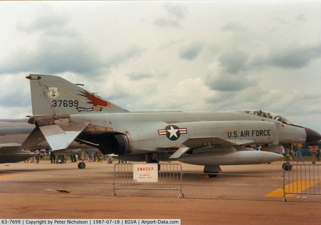 63-7699, 1963 McDonnell F-4C Phantom II C/N 839, Another view of the Battle Damage Repair airframe on display at the 1987 Intnl Air Tattoo at RAF Fairford in markings of the Oregon ANG.