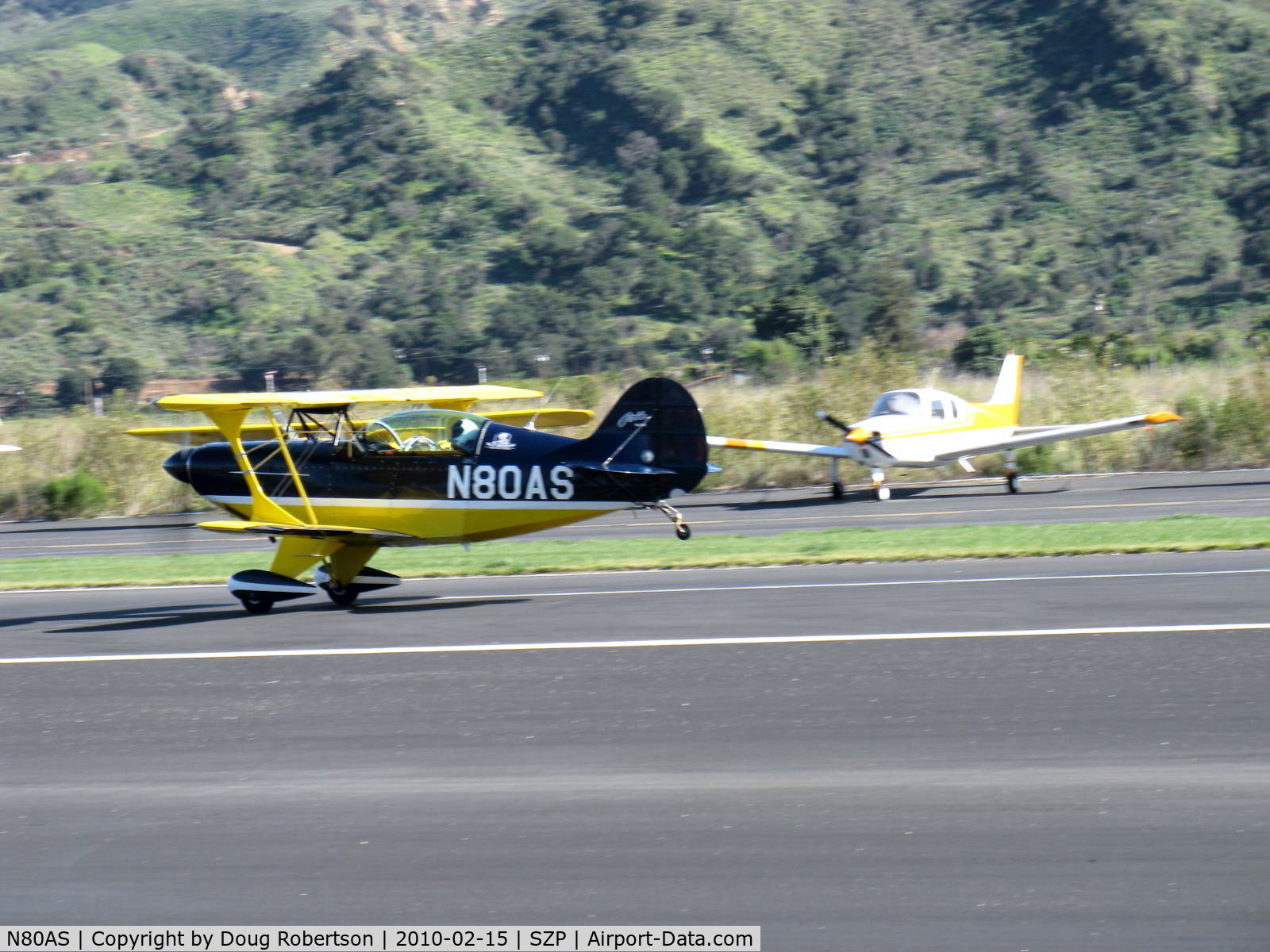 N80AS, 1992 Pitts S-2B Special C/N 5244, 1992 Pitts Aerobatics PITTS S-2B, Lycoming AEIO-540, landing roll Rwy 04