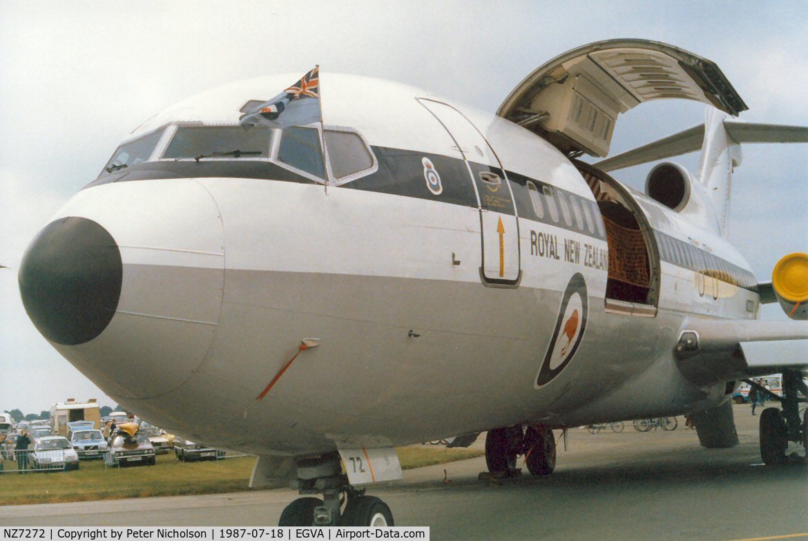 NZ7272, 1968 Boeing 727-100C C/N 19895, Another view of the Boeing 727 of 40 Squadron Royal New Zealand Air Force on display at the 1987 Intnl Air Tattoo at RAF Fairford.
