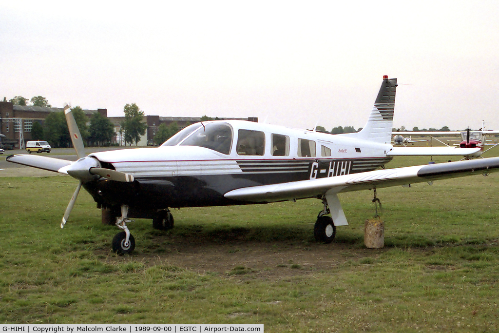 G-HIHI, 1987 Piper PA-32R-301 Saratoga SP C/N 32R13012, Piper PA-32R-301 Saratoga SP at cranfield in 1989.