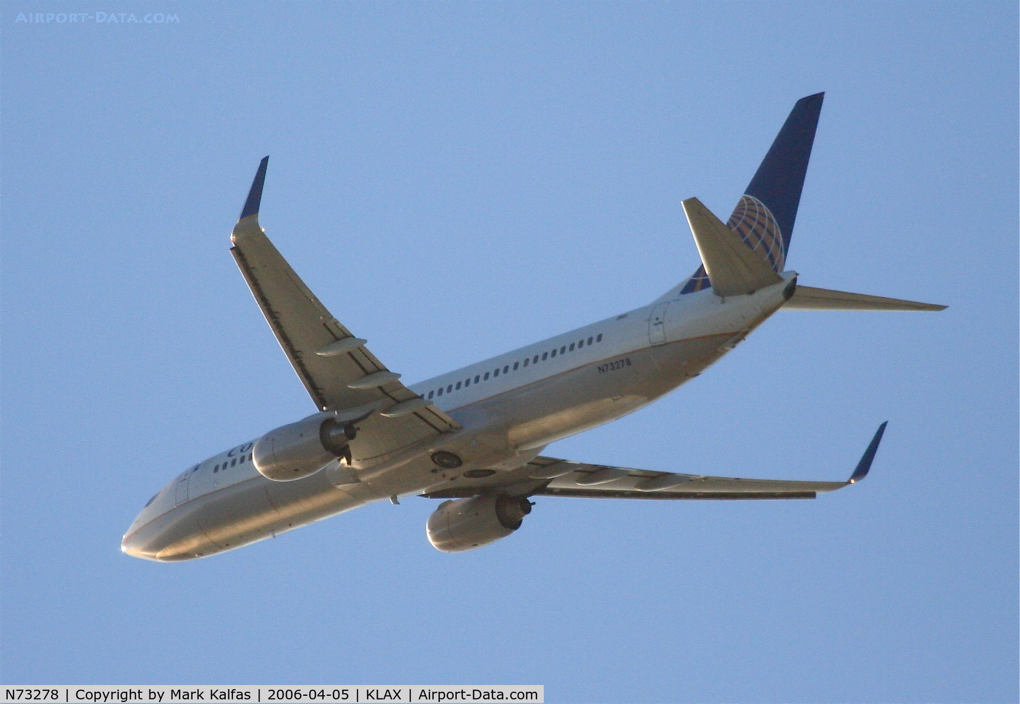 N73278, 2003 Boeing 737-824 C/N 31596, Continental Airlines Boeing 737-824, 25R departure KLAX.