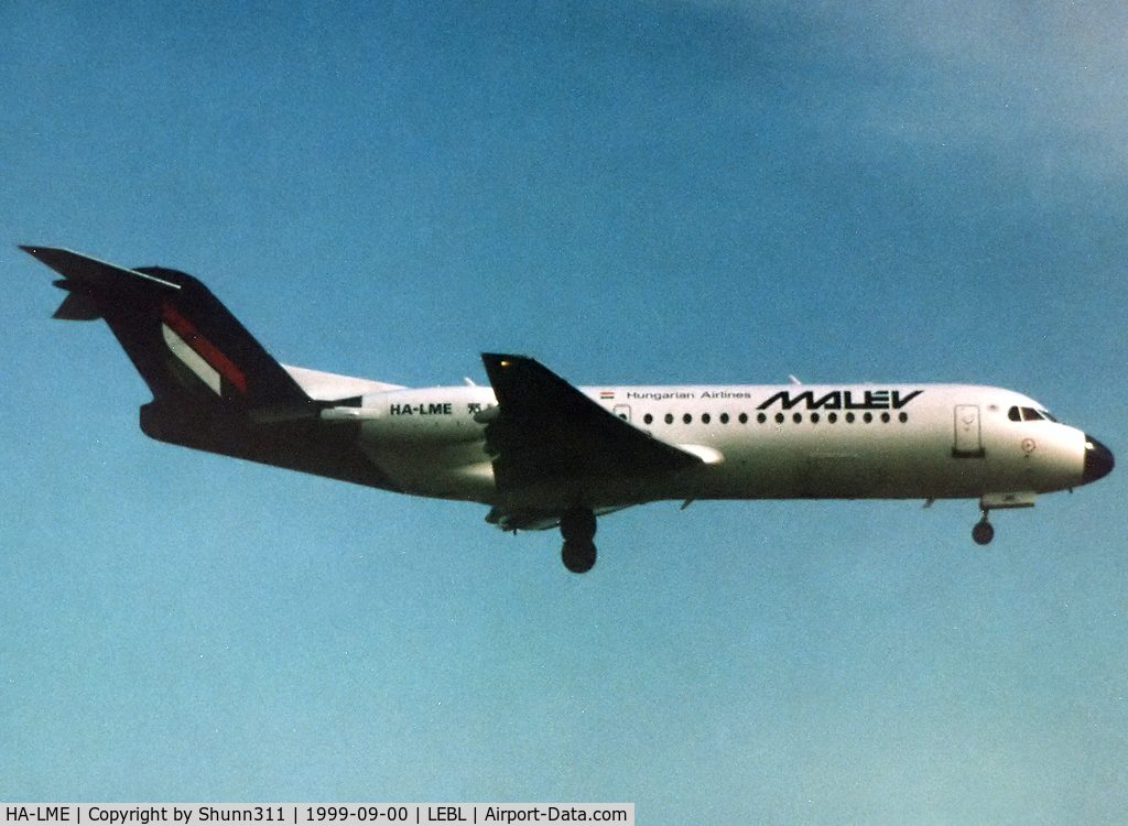 HA-LME, 1996 Fokker 70 (F-28-0070) C/N 11575, Landing rwy 25