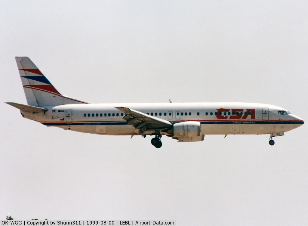 OK-WGG, 1990 Boeing 737-4Y0 C/N 24693, Landing rwy 07