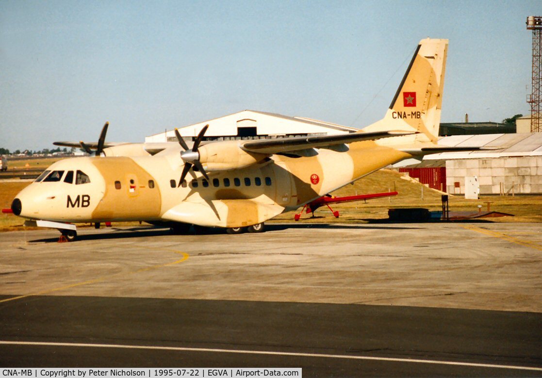 CNA-MB, Airtech CN-235-100M C/N C024, Moroccan Air Force CN-235-100M from the 3rd Air Base on display at the 1995 Intnl Air Tattoo at RAF Fairford.