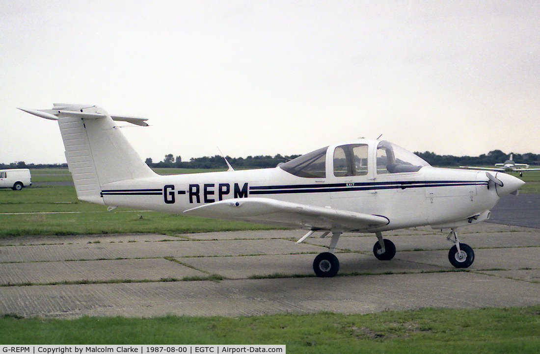 G-REPM, 1979 Piper PA-38-112 Tomahawk Tomahawk C/N 38-79A0354, Piper PA-38-112 Tomahawk at Cranfield Airport in 1987.