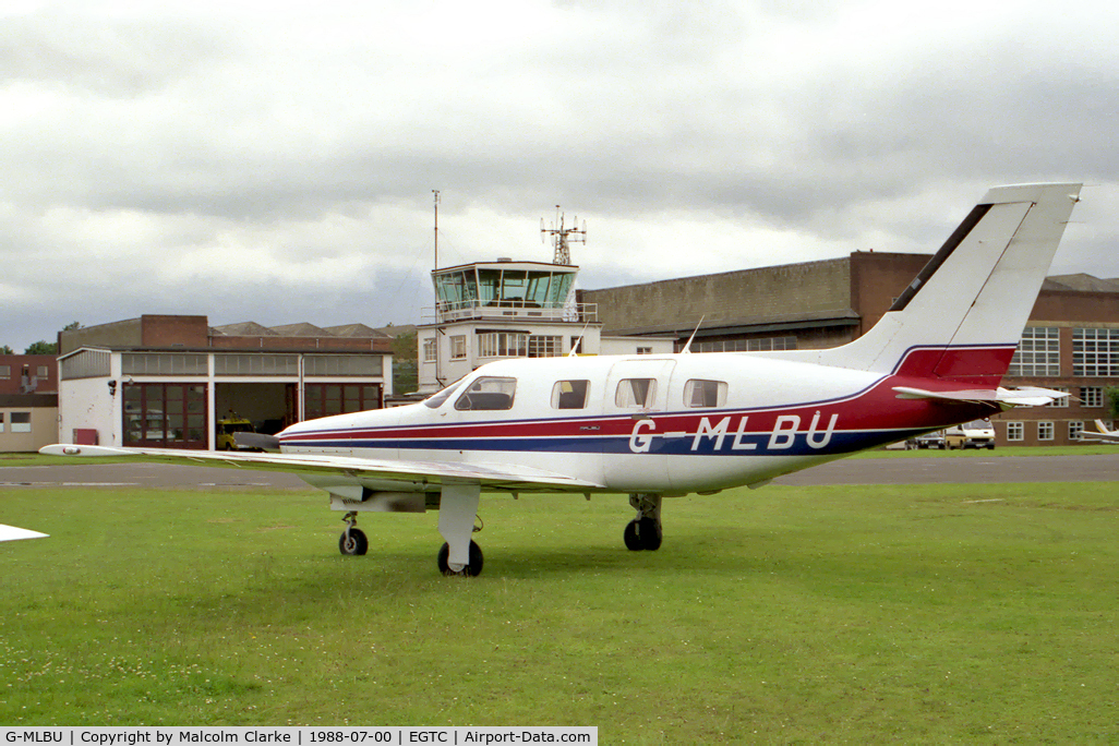 G-MLBU, 1984 Piper PA-46-310P Malibu C/N 46-8408057, Piper PA-46-310P Malibu at Cranfield Airport, UK in 1988.