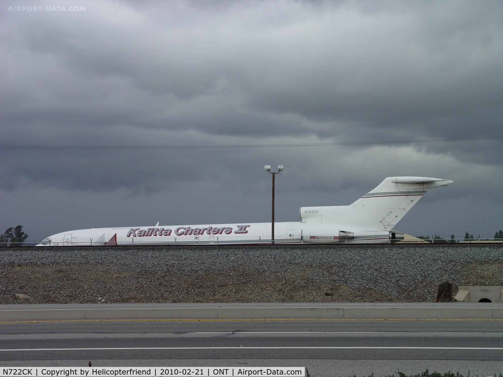 N722CK, 1974 Boeing 727-2H3 C/N 20948, Parked at the Southern most western parking area available, hid by RR Tracks