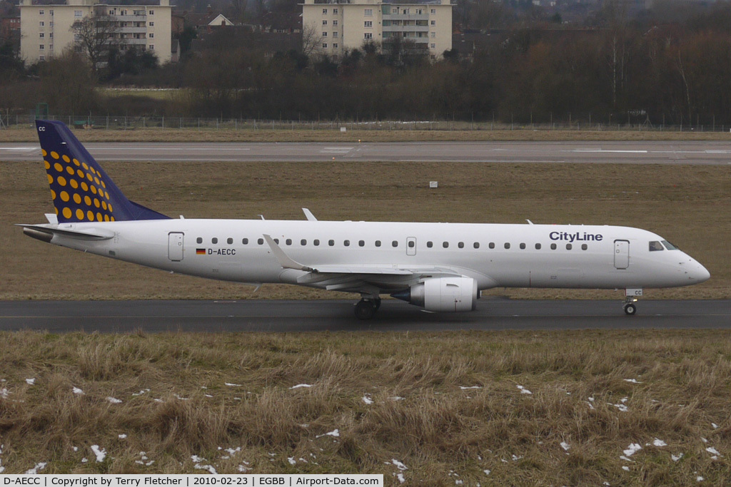 D-AECC, 2009 Embraer 190LR (ERJ-190-100LR) C/N 19000333, Lufthansa CityLine Embraer 190 at BHX