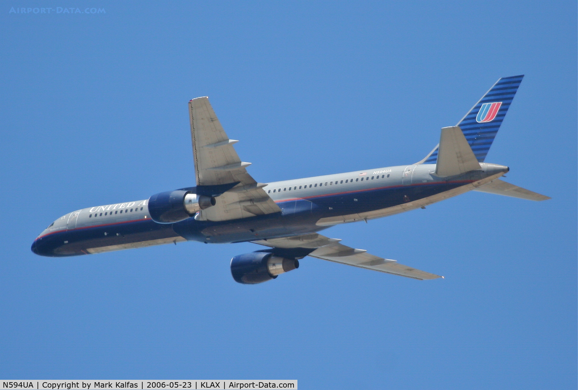 N594UA, 1996 Boeing 757-222 C/N 28145, United Airlines Boeing 757-222, N594UA 25R departure KLAX.