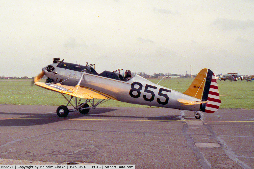 N56421, 1941 Ryan Aeronautical ST3KR C/N 1539, Ryan PT-22C Recruit (ST3KR) at Cranfield Airport, UK in 1989.