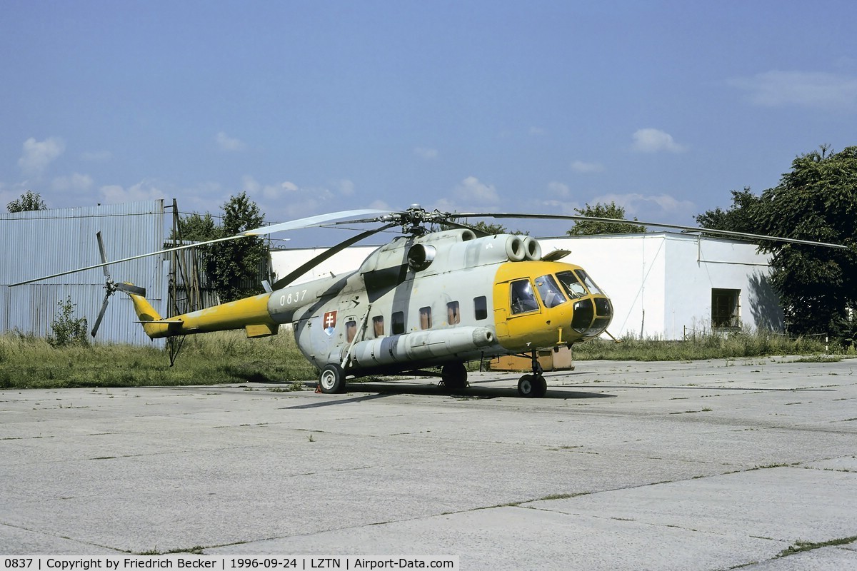 0837, Mil Mi-8P C/N 10837, Mi-8P parked at the Aero plant at Trencin Slovakia