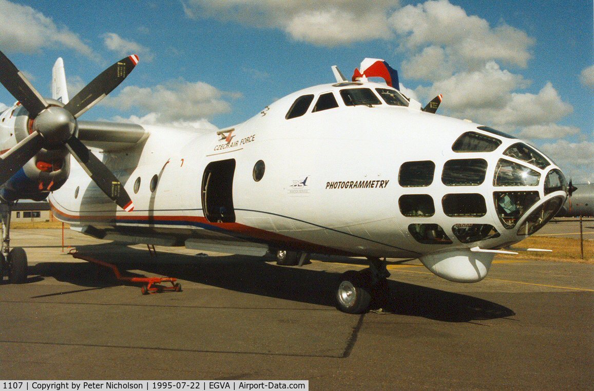 1107, Antonov An-30 C/N 1107, Another view of the Czech Air Force An-30 Clank at the 1995 Intnl Air Tattoo at RAF Fairford.