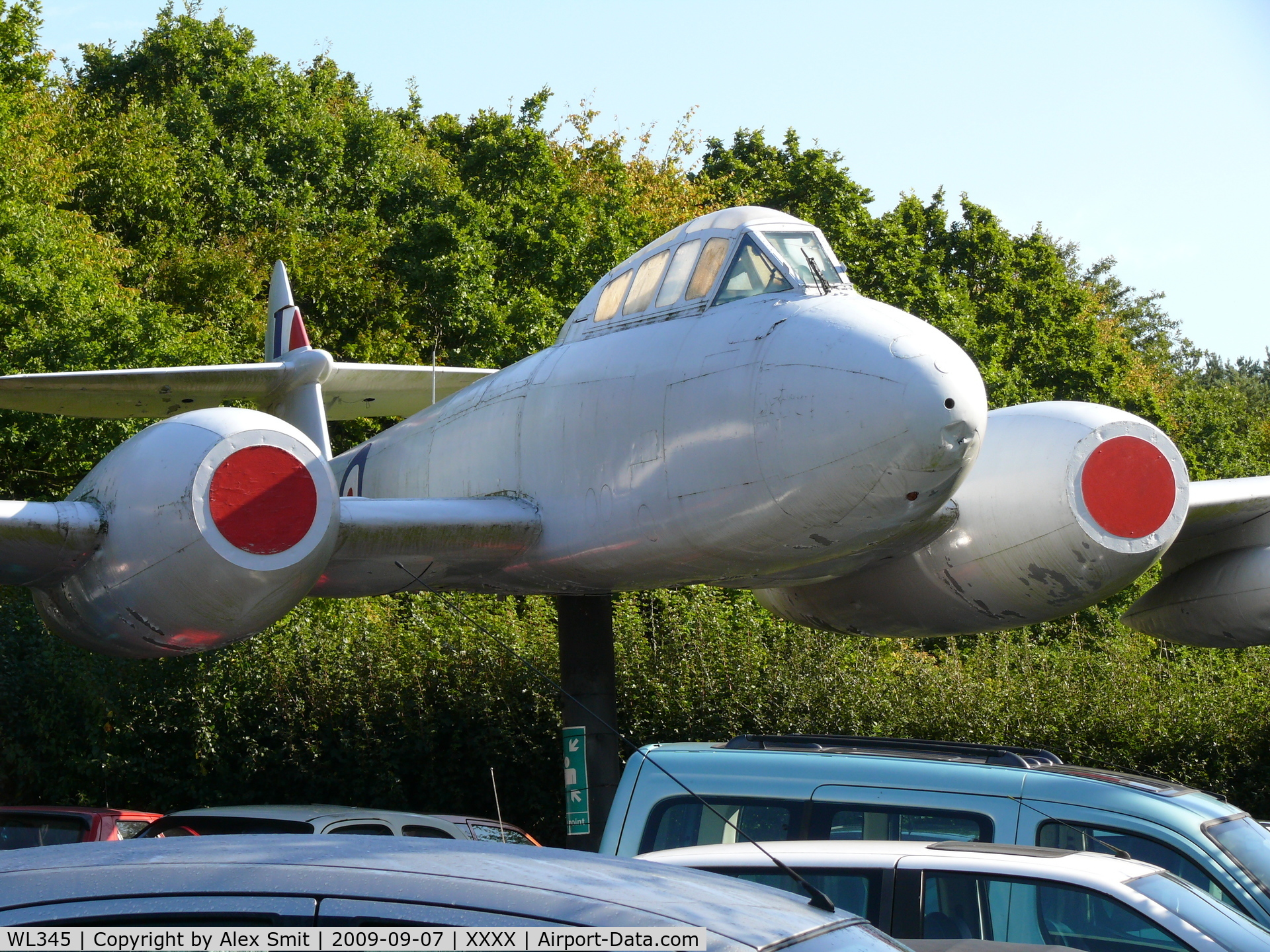 WL345, Gloster Meteor T.7 C/N Not found WL345, Gloster Meteor T7 WL345 Royal Air Force at a car dealer in Hollington