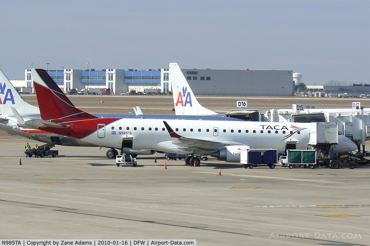 N985TA, 2009 Embraer ERJ-190-100 IGW 190AR C/N 19000287, TACA at the gate - DFW Airport