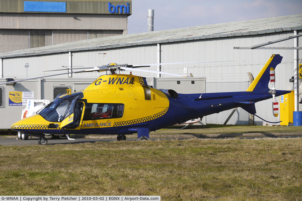 G-WNAA, 2000 Agusta A-109E Power C/N 11090, Temporarily based at East Midlands as Ambulance cover