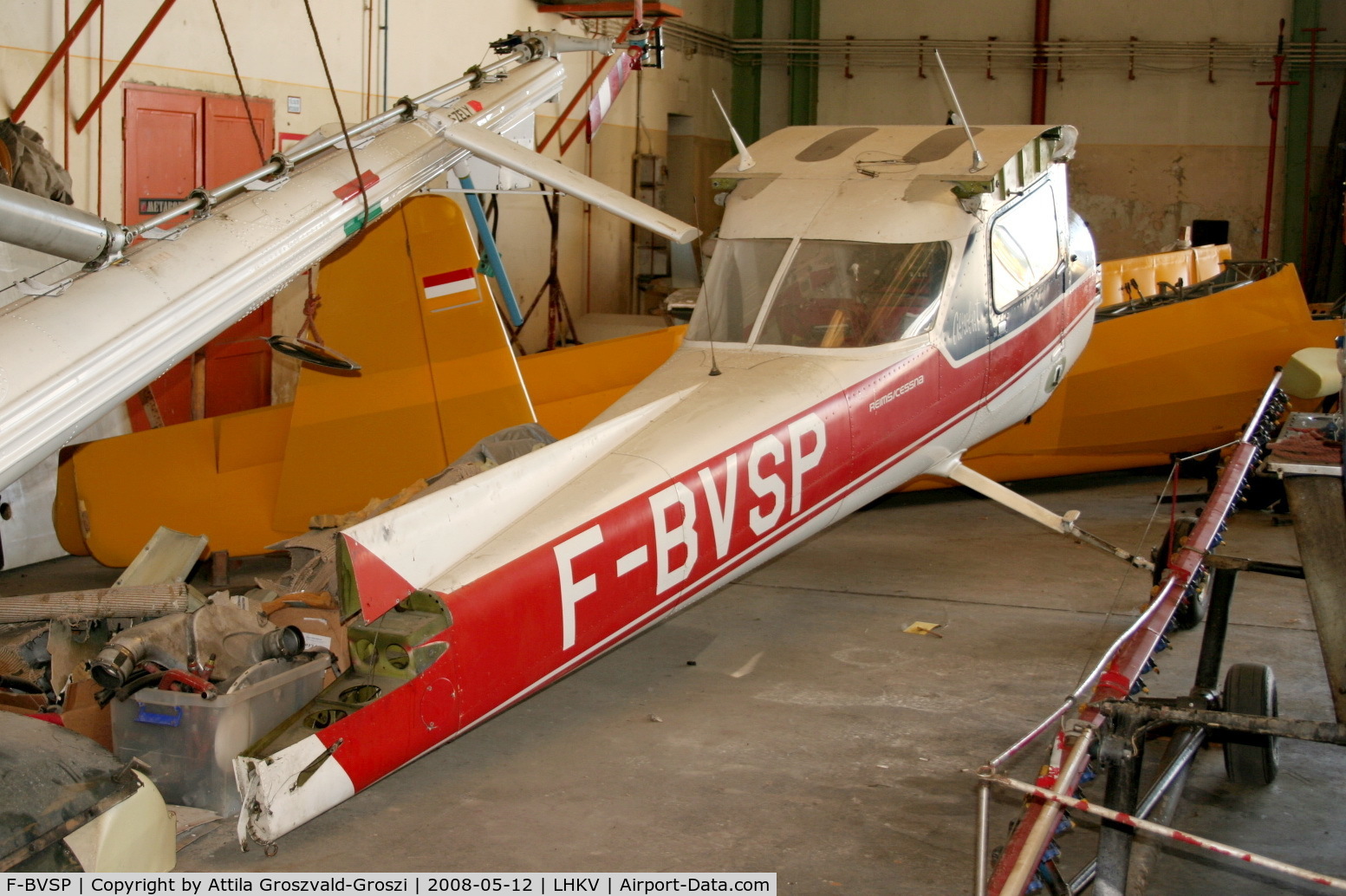 F-BVSP, Reims FRA150L Aerobat C/N 0248, Hungary-Kaposújlak airport hangar