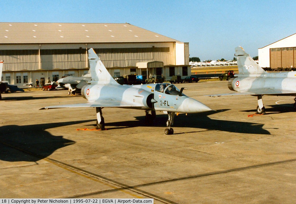 18, Dassault Mirage 2000C C/N 33, Mirage 2000C, callsign French Air Force 5121, of EC 2/2 on the flight-line at the 1995 Intnl Air Tattoo at RAF Fairford.