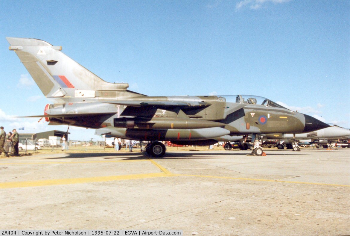 ZA404, 1983 Panavia Tornado GR.1A C/N 214/BS071/3103, Tornado GR.1A, callsign Spartan 2, of 2 Squadron at RAF Marham in the static park at the 1995 Intnl Air Tattoo at RAF Fairford.