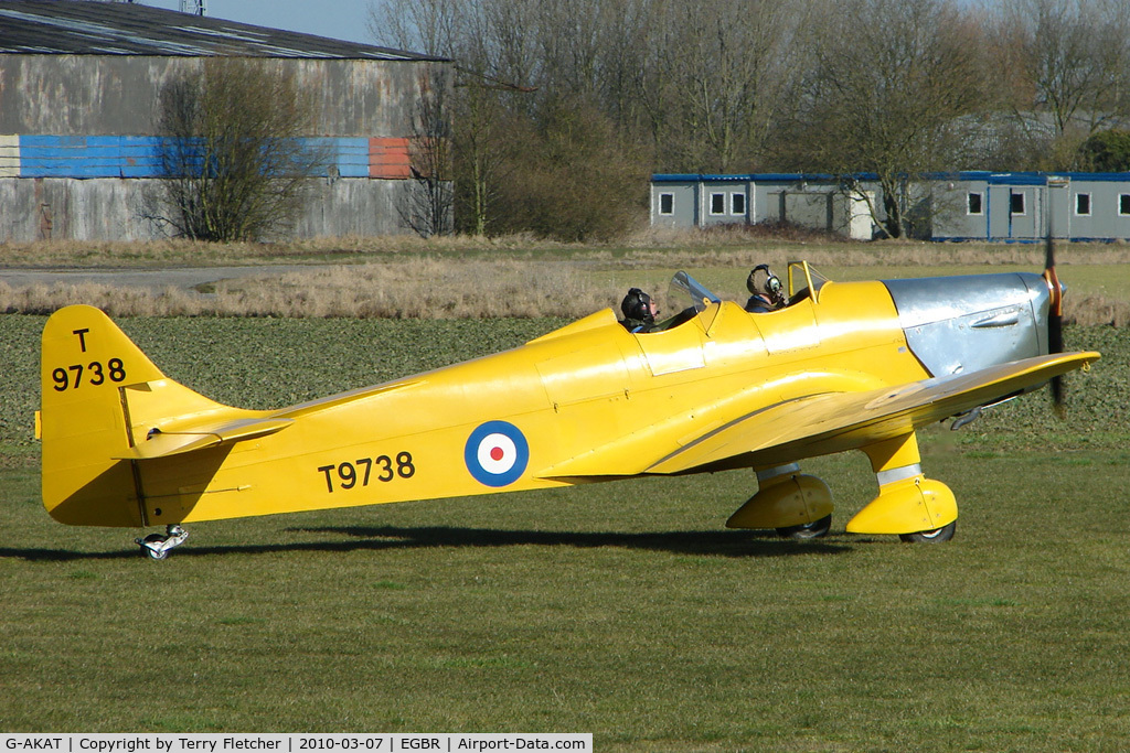 G-AKAT, 1940 Miles M14A Hawk Trainer 3 C/N 2005, Miles Hawk Trainer - One of the many aircraft at Breighton on a fine Spring morning