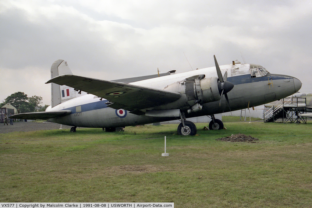 VX577, 1950 Vickers 659 Valetta C.2 C/N 429, Vickers 659 Valetta C2 at The North East Aircraft Museum, Usworth in 1991. The military version of the Viking. This particular airframe was one of only 3 remaining in the world and sadly was destroyed as a result of an arson attack in January 1997.