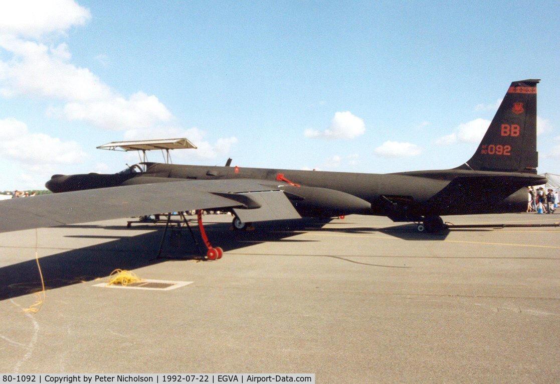 80-1092, 1980 Lockheed U-2R C/N 092, Based at the 9th Reconnaissance Wing's UK Operating Location at RAF Fairford and on display at the 1995 Intnl Air Tattoo.