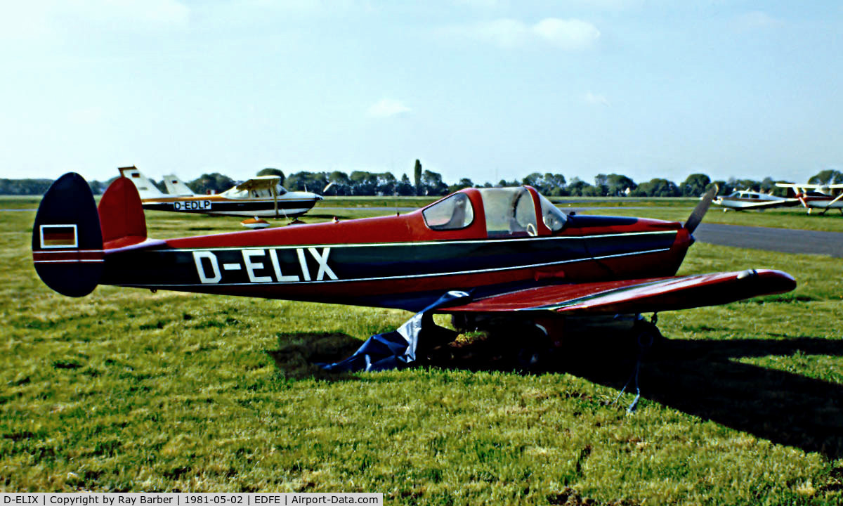 D-ELIX, 1946 Erco 415C Ercoupe C/N 1079, Erco Ercoupe 415-C [1079] Eglesbach~D 02/05/1981. Image taken from a slide.