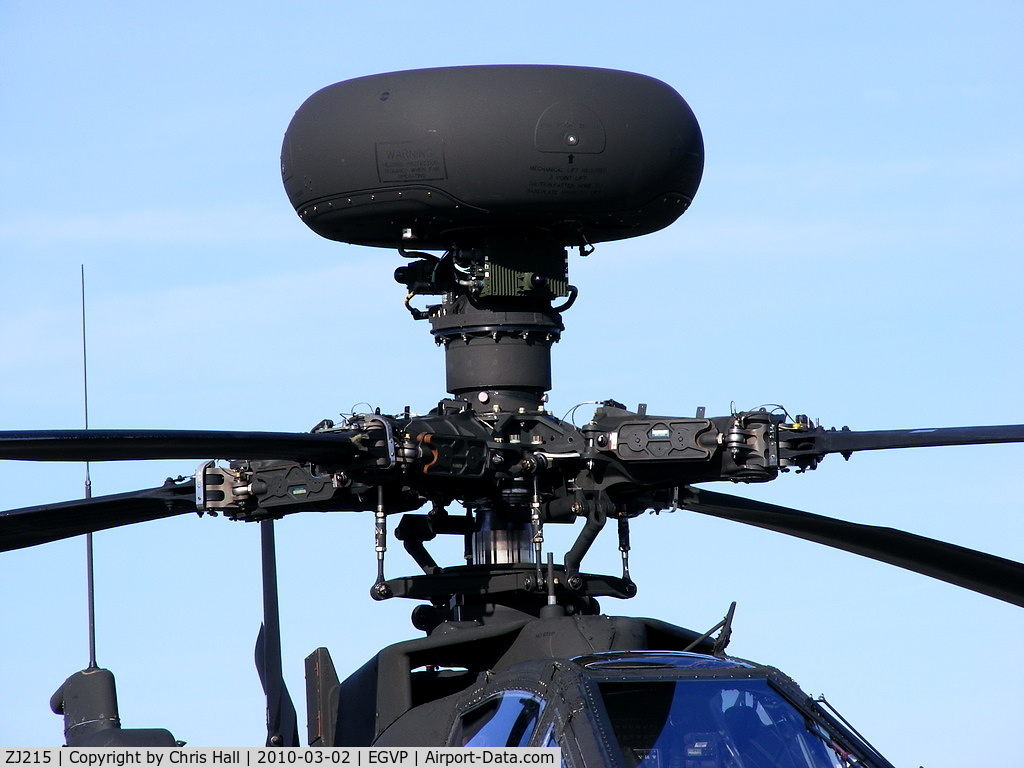 ZJ215, Westland Apache AH.1 C/N WAH.049, The 'Longbow’ radar unit over the rotor hub assembly