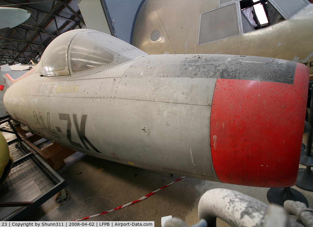 23, Dassault Mystere IVA C/N 23, Dismantled Mystere IVA stored inside hangars at Dugny...