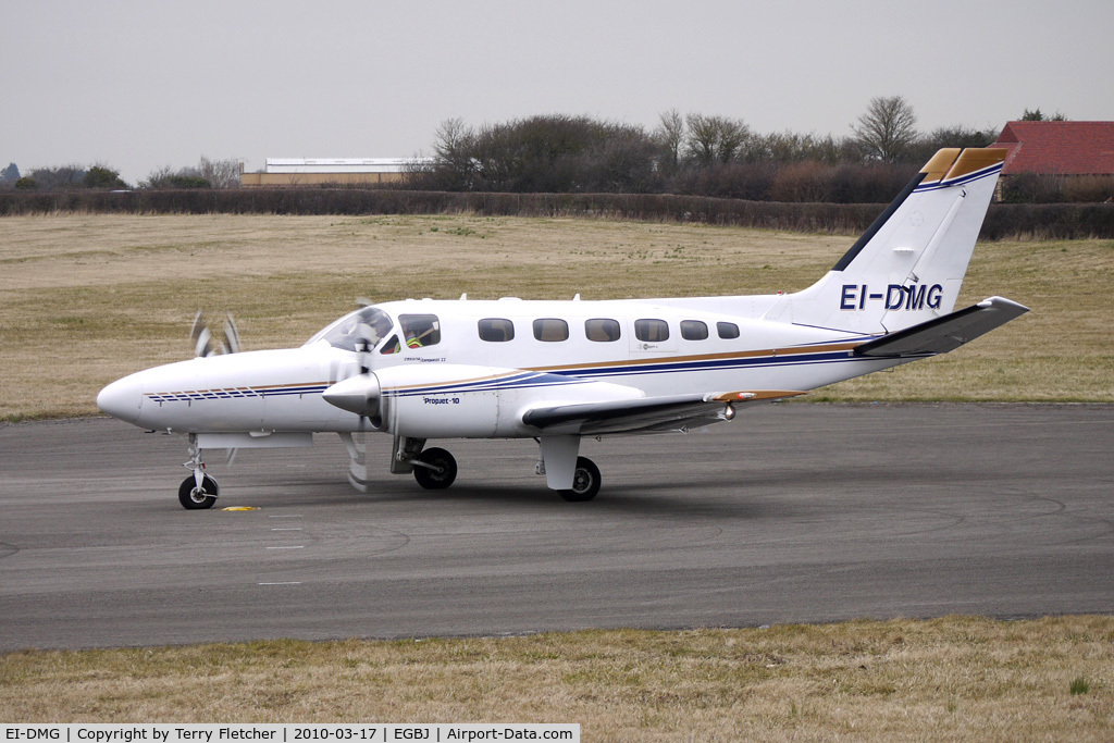 EI-DMG, 1980 Cessna 441 Conquest II C/N 441-0165, Cessna 441 lines up for departure from Gloucestershire (Staverton) Airport